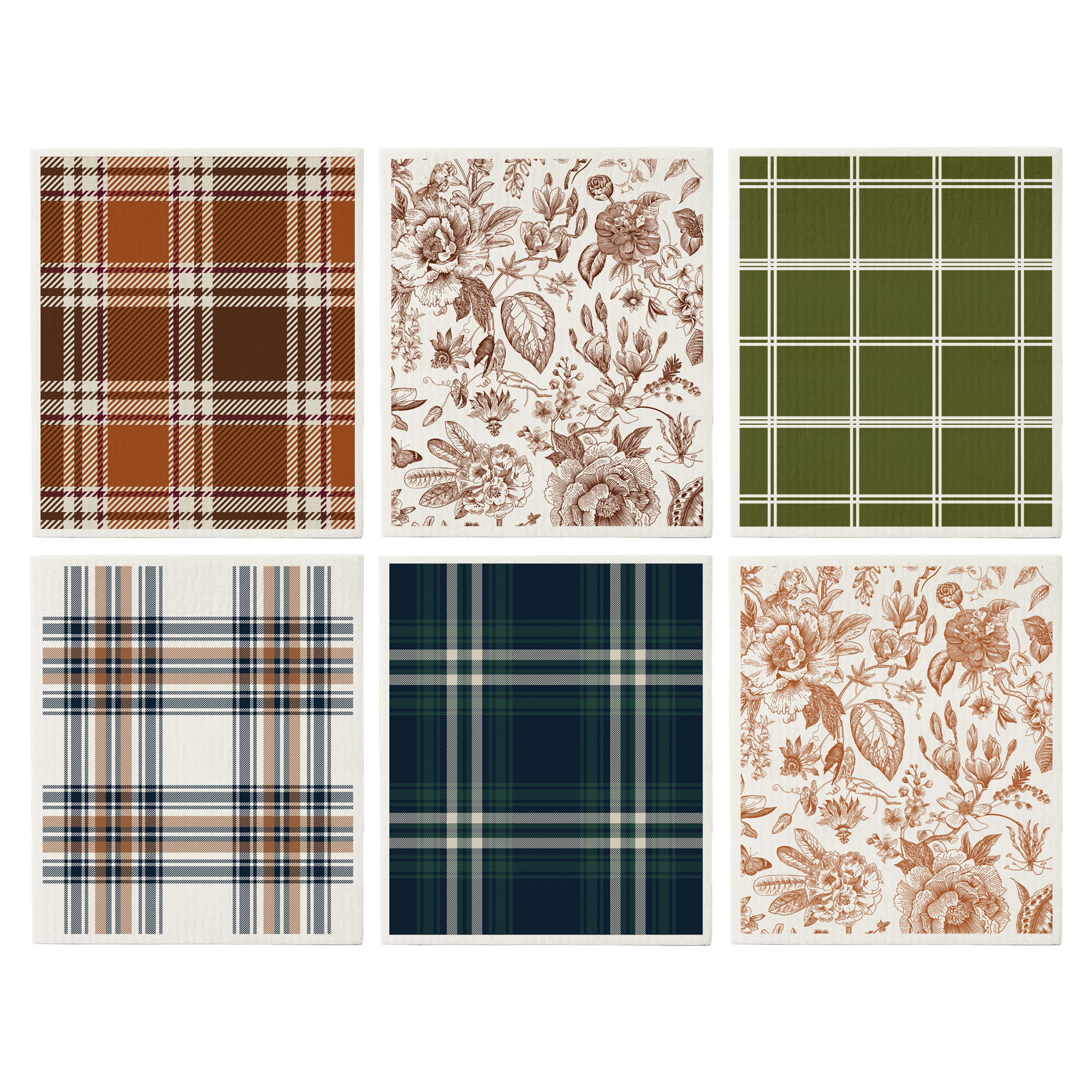 Fall Pattern Swedish Dishcloths, Set of 6 - FDC