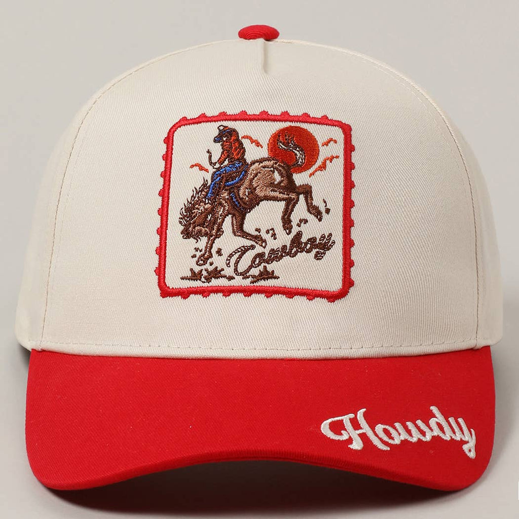 Detailed Cowboy Horse Embroidery Two-Tone Cap: H2