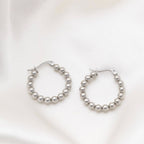 Silver Southern Circle Ball Hoop Earrings - E127