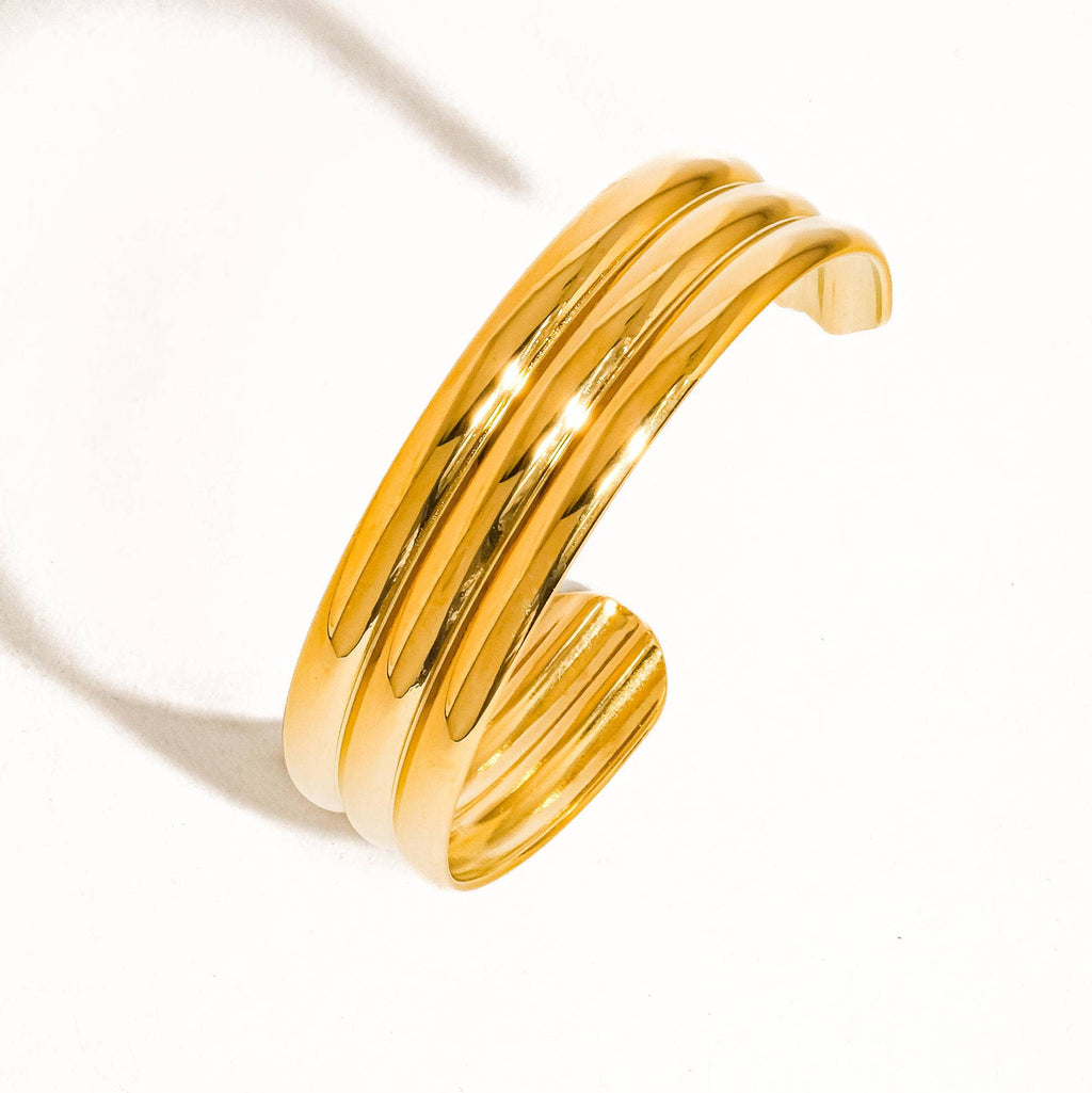 Stripe Bold Bangle Bracelet Cuff - SS3