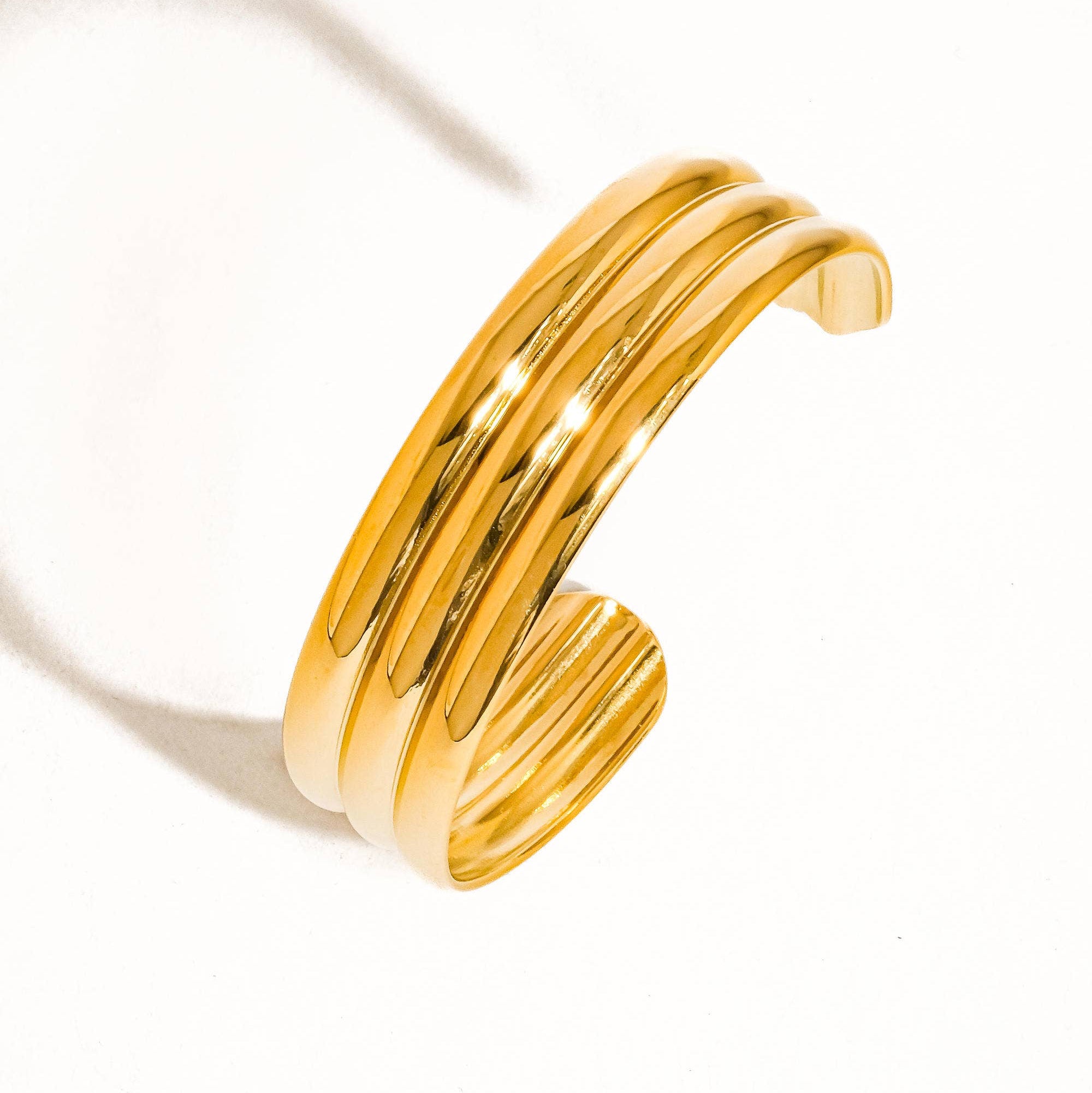 Stripe Bold Bangle Bracelet Cuff - SS3