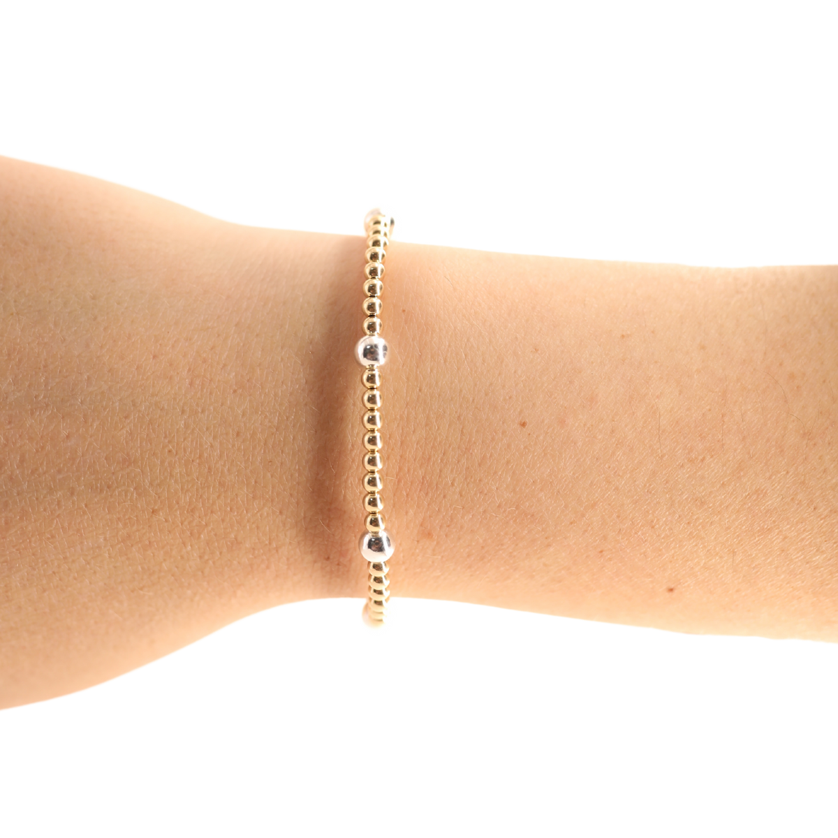 Olive Bracelet in Gold with Silver: Standard 6.75 inch