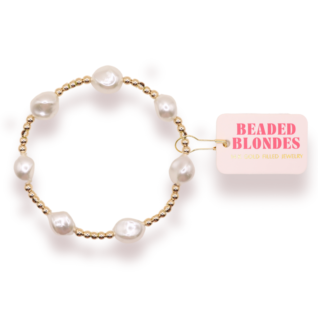 Sadie Pearl Bracelet in Gold: Standard 6.75 inch