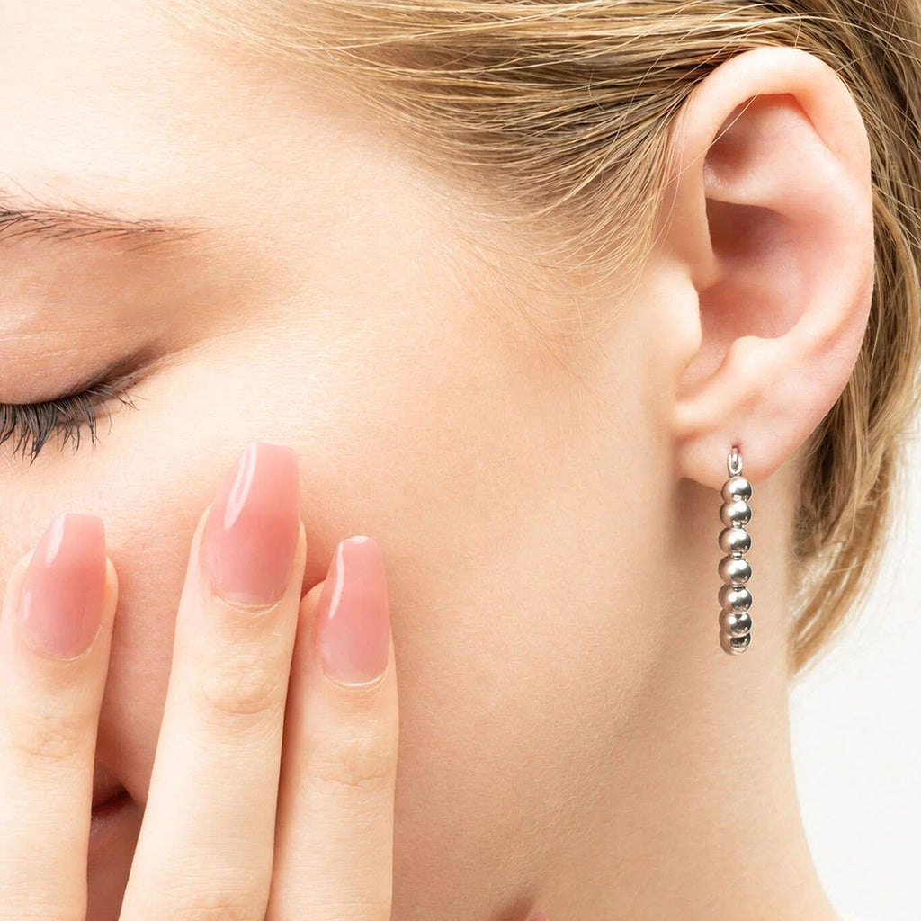 Silver Southern Circle Ball Hoop Earrings - E127