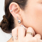 Silver Chunky Hoop One Stone Earring - E129