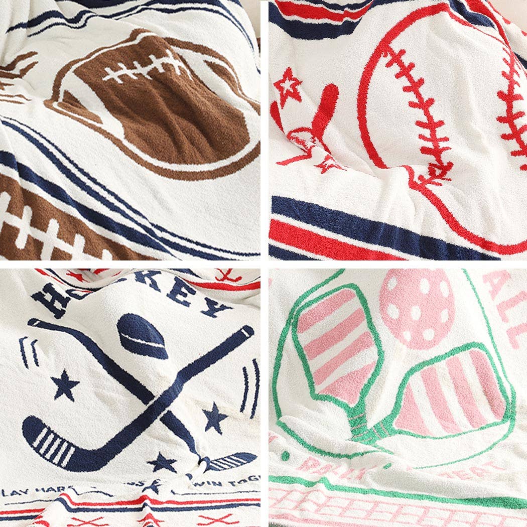 Football Pattern Throw Blanket with Tassels: FC3