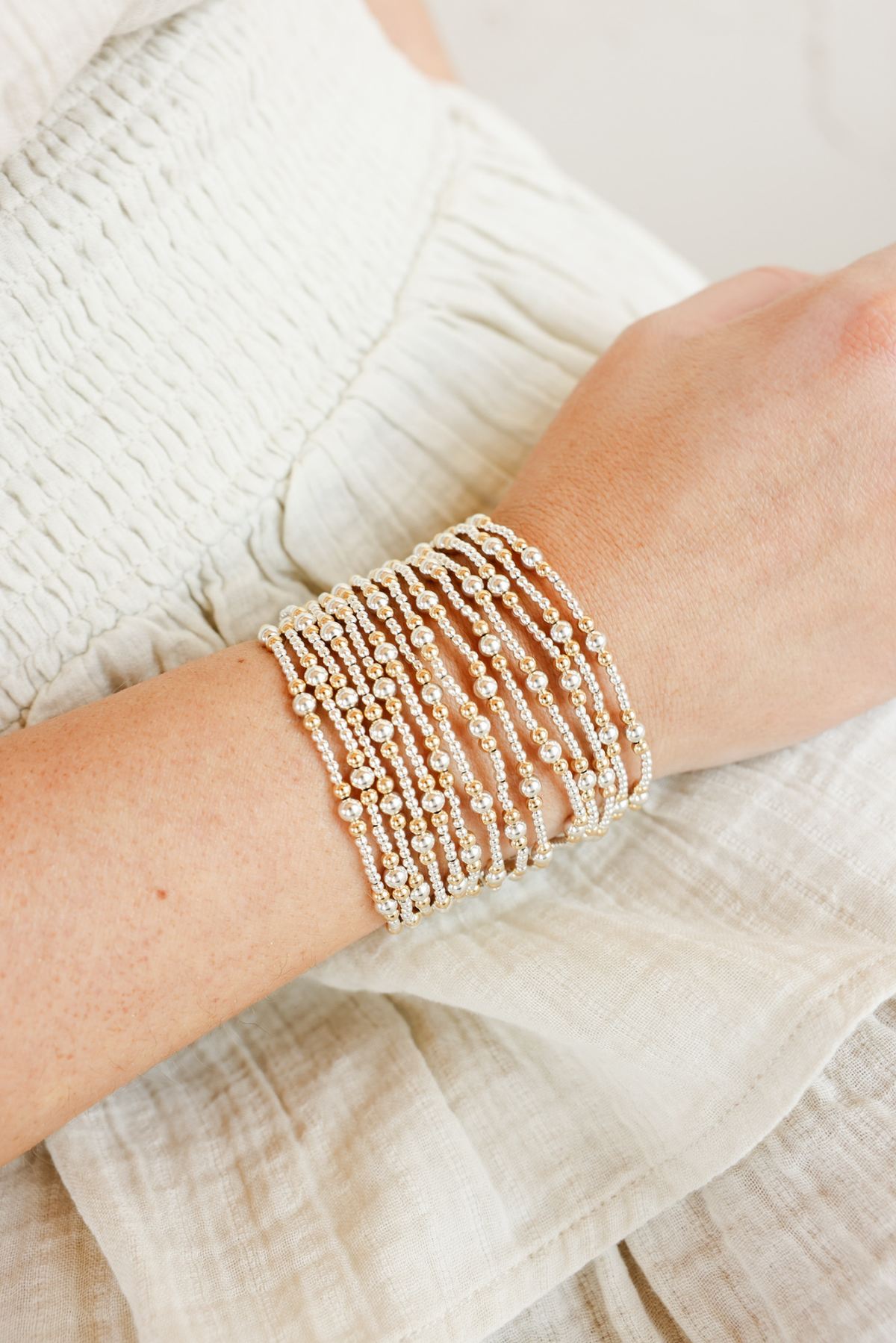 Dainty Sutton Bracelet in Gold with Silver: Standard 6.75 Inch
