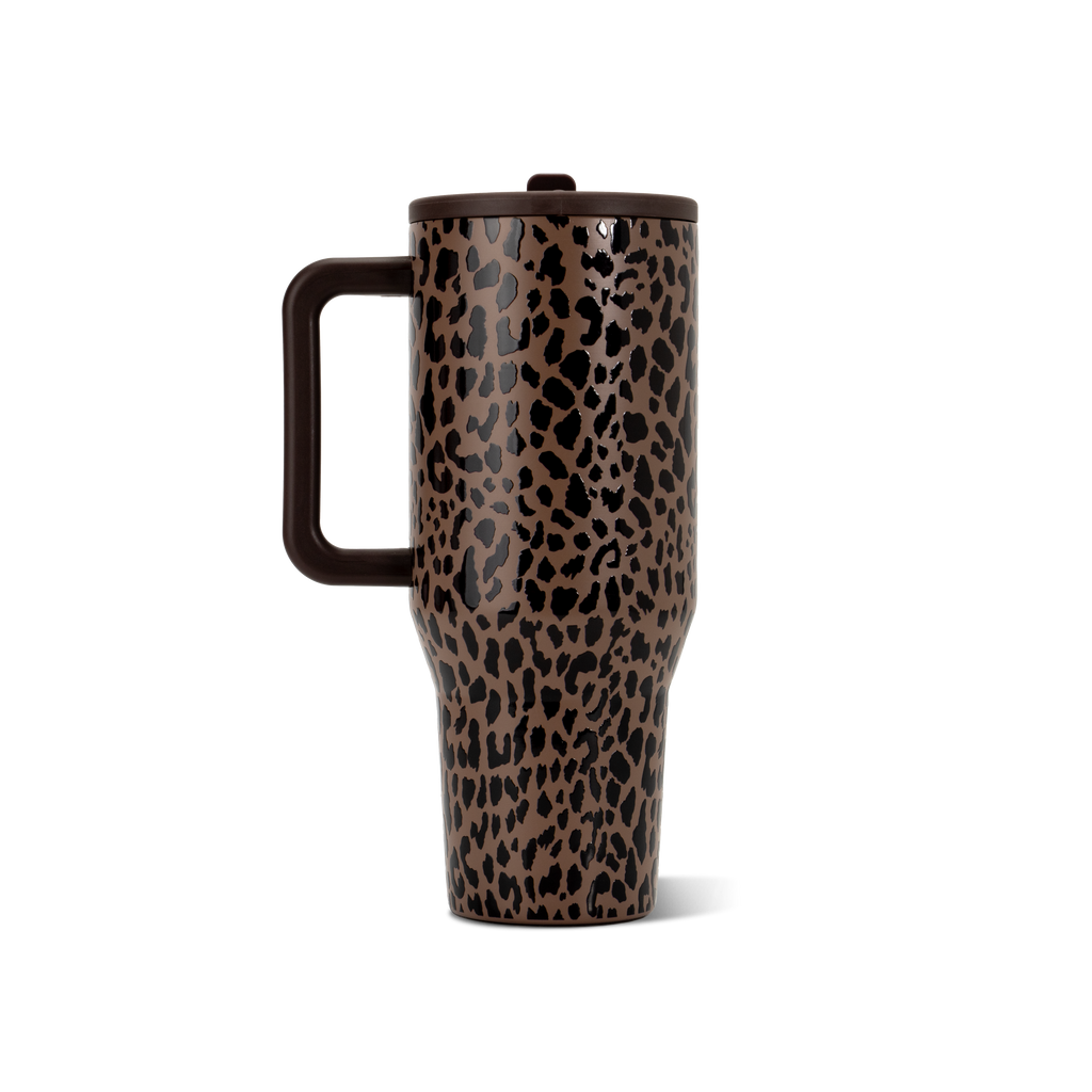 Brown Leopard HydroJug 40 oz Traveler Tumbler