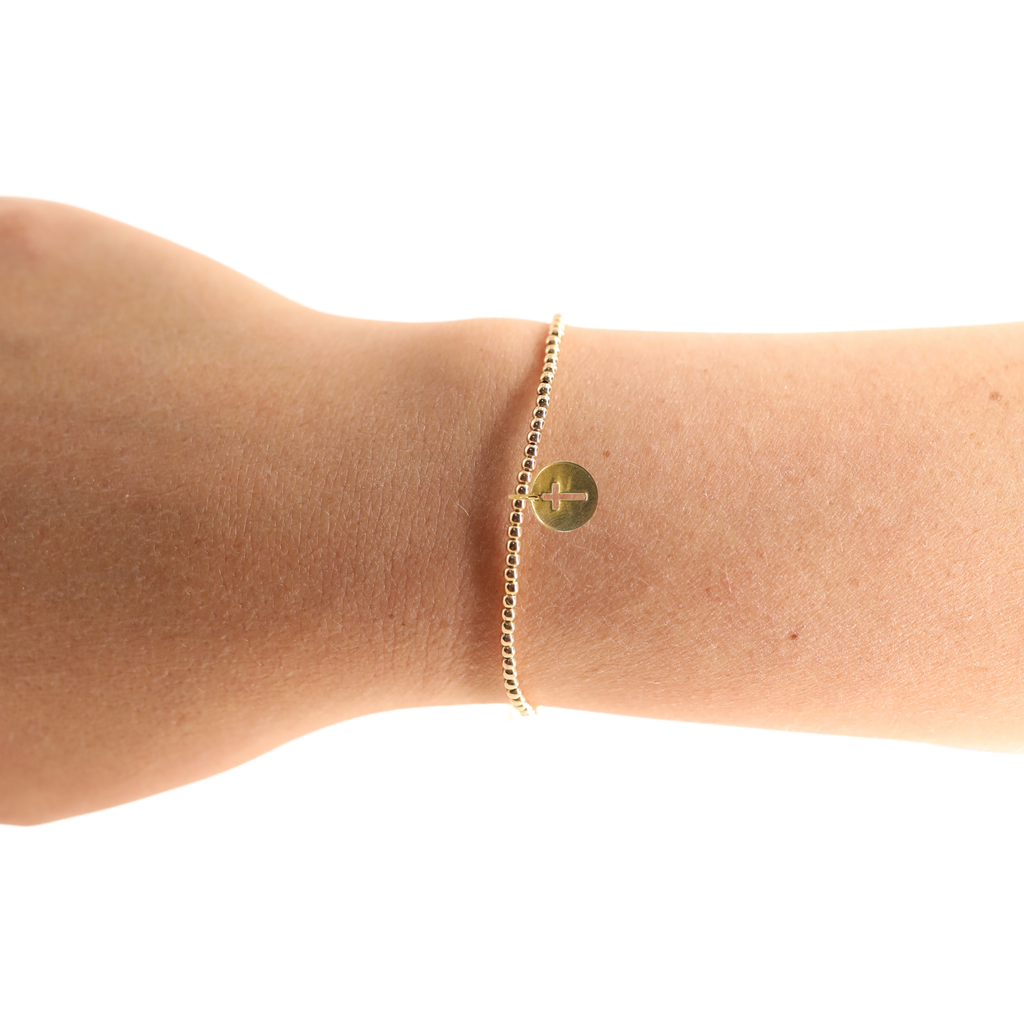 Cross Cutout Charm Bracelet: Standard 6.75 inch
