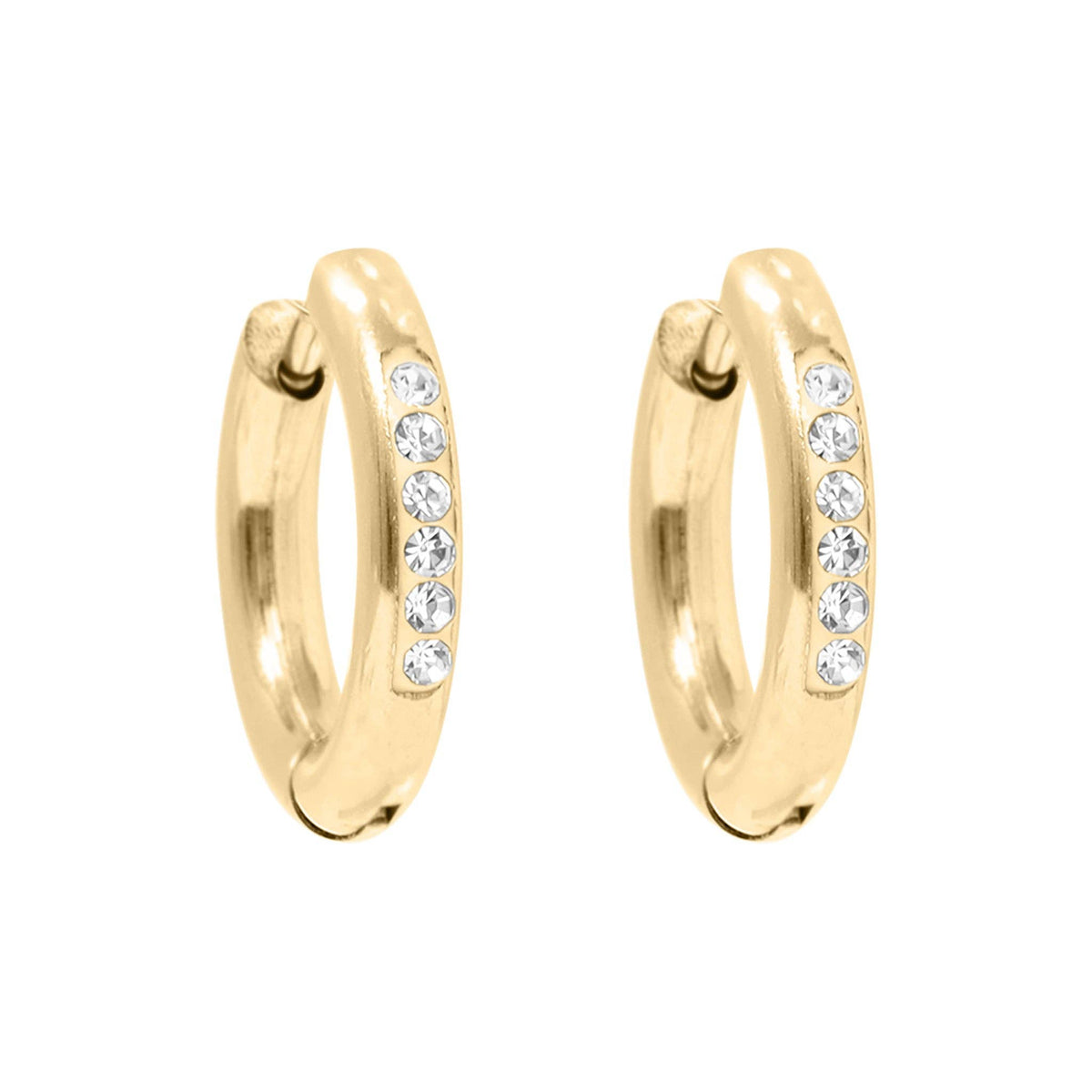 Gold (medium) CZ Hoop Earrings - E132